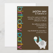 Invitation Parti Anniversaire de enfant des Eléphants aux cou (Devant / Derrière)