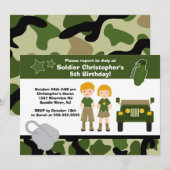 Invitation Parti Anniversaire de enfant des soldats du Camouf (Devant / Derrière)
