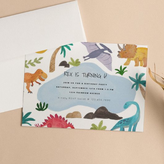 Invitation Parti Anniversaire de enfant Dinos Peint