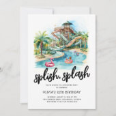 Invitation Parti Anniversaire de enfant du parc aquatique (Devant)
