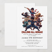 Invitation Parti Anniversaire de enfant guerrier Ninja (Devant / Derrière)