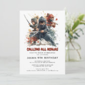 Invitation Parti Anniversaire de enfant guerrier Ninja (Debout devant)