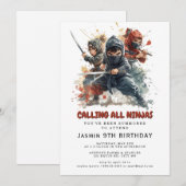 Invitation Parti Anniversaire de enfant guerrier Ninja (Devant / Derrière)