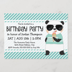 Invitation Parti Anniversaire de enfant Hipster Panda