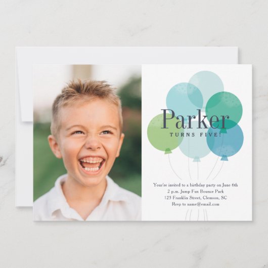 Invitation Parti Anniversaire de enfant moderne Balloon Bunch (Devant)