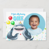 Invitation Parti Anniversaire de enfant photo requin (Devant)