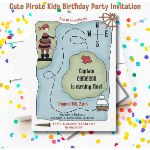 Invitation Parti Anniversaire de enfant Pirate Cute