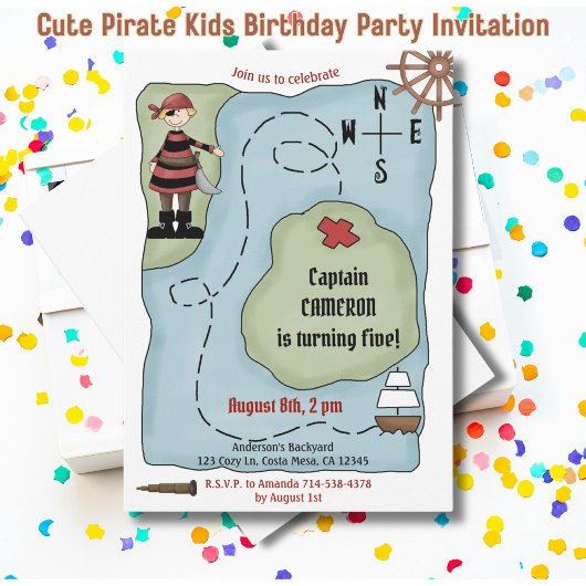 Invitation Parti Anniversaire de enfant Pirate Cute