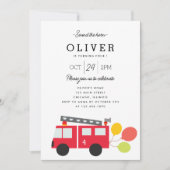 Invitation Parti Anniversaire de enfant pour camion à feu mig (Devant)