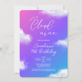 Invitation Parti Anniversaire de enfant pourpre (Devant)