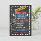 Invitation Parti Anniversaire de enfant Retro Chalkboard (Debout devant)