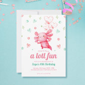 Invitation Parti Anniversaire de enfant rose Axolotl mignon
