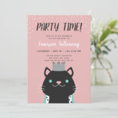 Invitation Parti Anniversaire de enfant royal de chats roses (Debout devant)