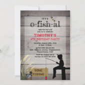 Invitation Parti Anniversaire de enfant rustique de la "pêche (Devant)
