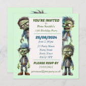 Invitation Parti Anniversaire de enfant zombie (Devant / Derrière)