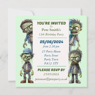 Invitation Parti Anniversaire de enfant zombie