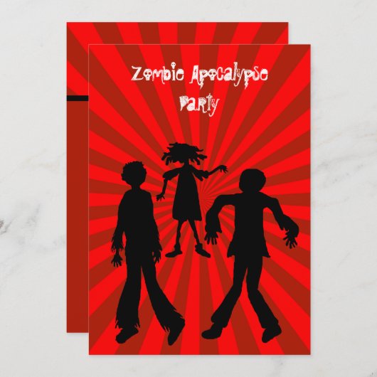 Invitation Parti Anniversaire de enfant Zombie Apocalypse (Devant / Derrière)