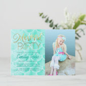 Invitation Parti Aqua Mermaid | Sous la mer Photo Anniversair (Debout devant)