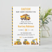 Invitation Parti Baby shower du garçon en construction (Debout devant)