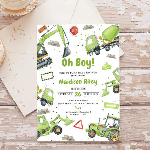 Invitation Parti Baby shower du garçon en construction