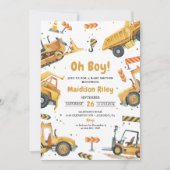 Invitation Parti Baby shower du garçon en construction (Devant)