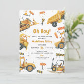 Invitation Parti Baby shower du garçon en construction (Debout devant)