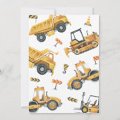 Invitation Parti Baby shower du garçon en construction (Dos)