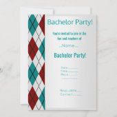 INVITATION PARTI BACHELOR ARGENT MODERNE RED AQUA (Devant)