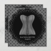 INVITATION PARTI BACHELORETTE BLACK GREY SPOT (Devant / Derrière)
