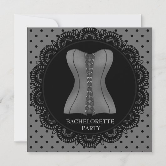 INVITATION PARTI BACHELORETTE BLACK GREY SPOT (Devant)