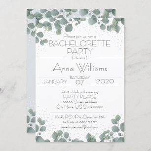 Invitation PARTI BACHELORETTE Green Eucalyptus Boho Moderne