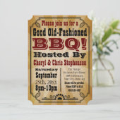 Invitation Parti barbecue barbecue country Vintage (Debout devant)