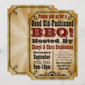 Invitation Parti barbecue barbecue country Vintage (Devant / Derrière)