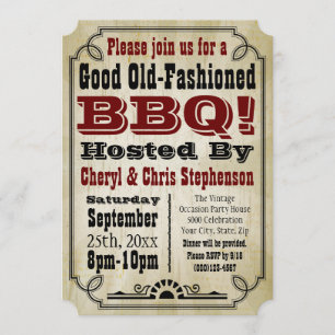 Invitation Parti barbecue barbecue country Vintage