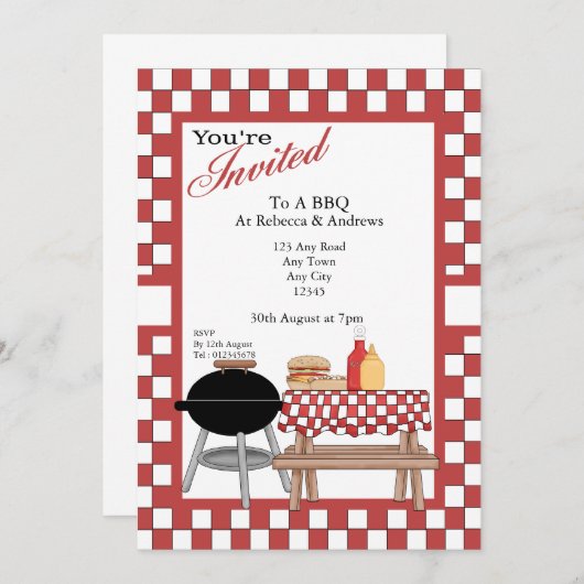 Invitation Parti BBQ (Devant / Derrière)