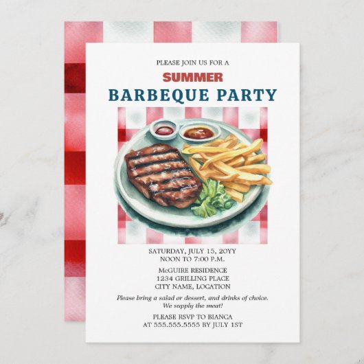 Invitation Parti BBQ (Devant / Derrière)