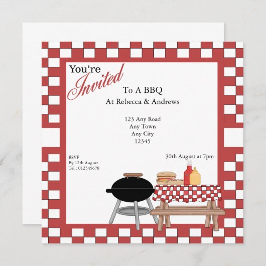 Invitation Parti BBQ (Devant / Derrière)
