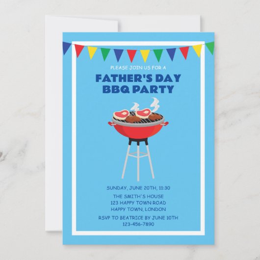 INVITATION PARTI BBQ FÊTE DES PÈRES PERSONNALISABLE (Devant)