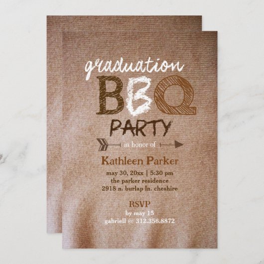 Invitation Parti BBQ Rustique (Devant / Derrière)