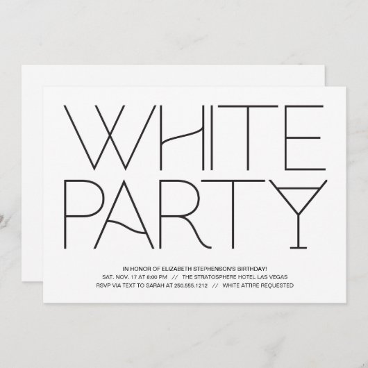 Invitation Parti blanc (Devant / Derrière)
