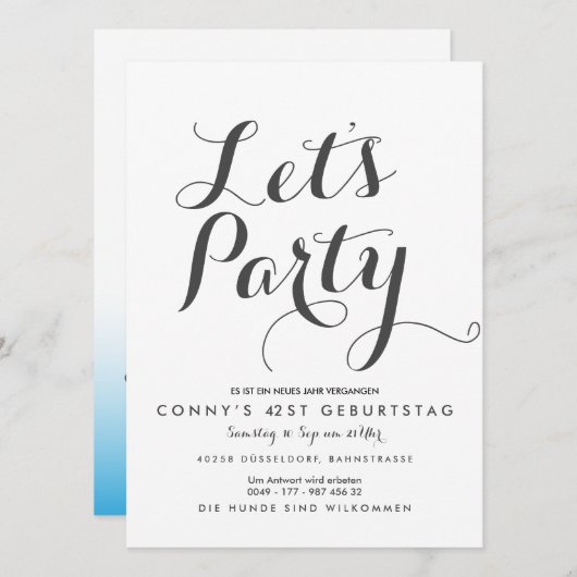 Invitation Parti bleu (Devant / Derrière)