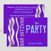 Invitation Parti Blue Bar Mitzvah (Devant / Derrière)