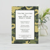 Invitation Parti camouflage militaire vert (Debout devant)