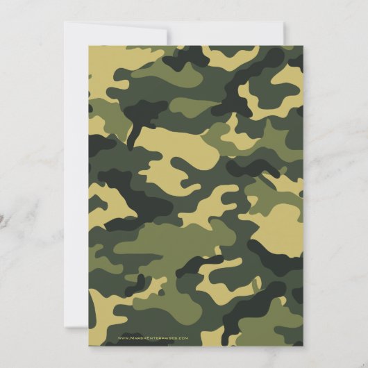 Invitation Parti camouflage militaire vert (Dos)