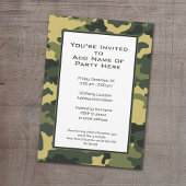 Invitation Parti camouflage militaire vert