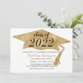 Invitation Parti Casquette moderne simple Gold Graduation (Debout devant)