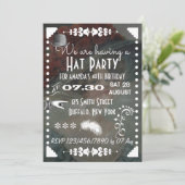 Invitation Parti Casquette vintage Retro Chalkboard (Debout devant)
