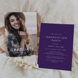 Invitation Parti Chic Purple Photo Graduation