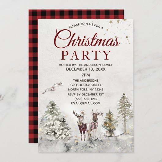 Invitation Parti chrétien de Rustic Plaid (Devant / Derrière)