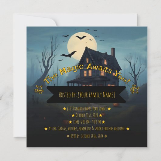 Invitation Parti Citrouille de fantôme d'octobre éffrayant (Dos)